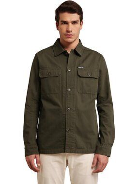 Stylish Men's Cotton Twill Shirt Jacket with Chest Pockets & Snap Cuffs